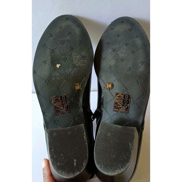 Jack Rogers Peyton Leather Ankle Boots Booties Size 8 Side Medallion Zipper - Picture 9 of 11